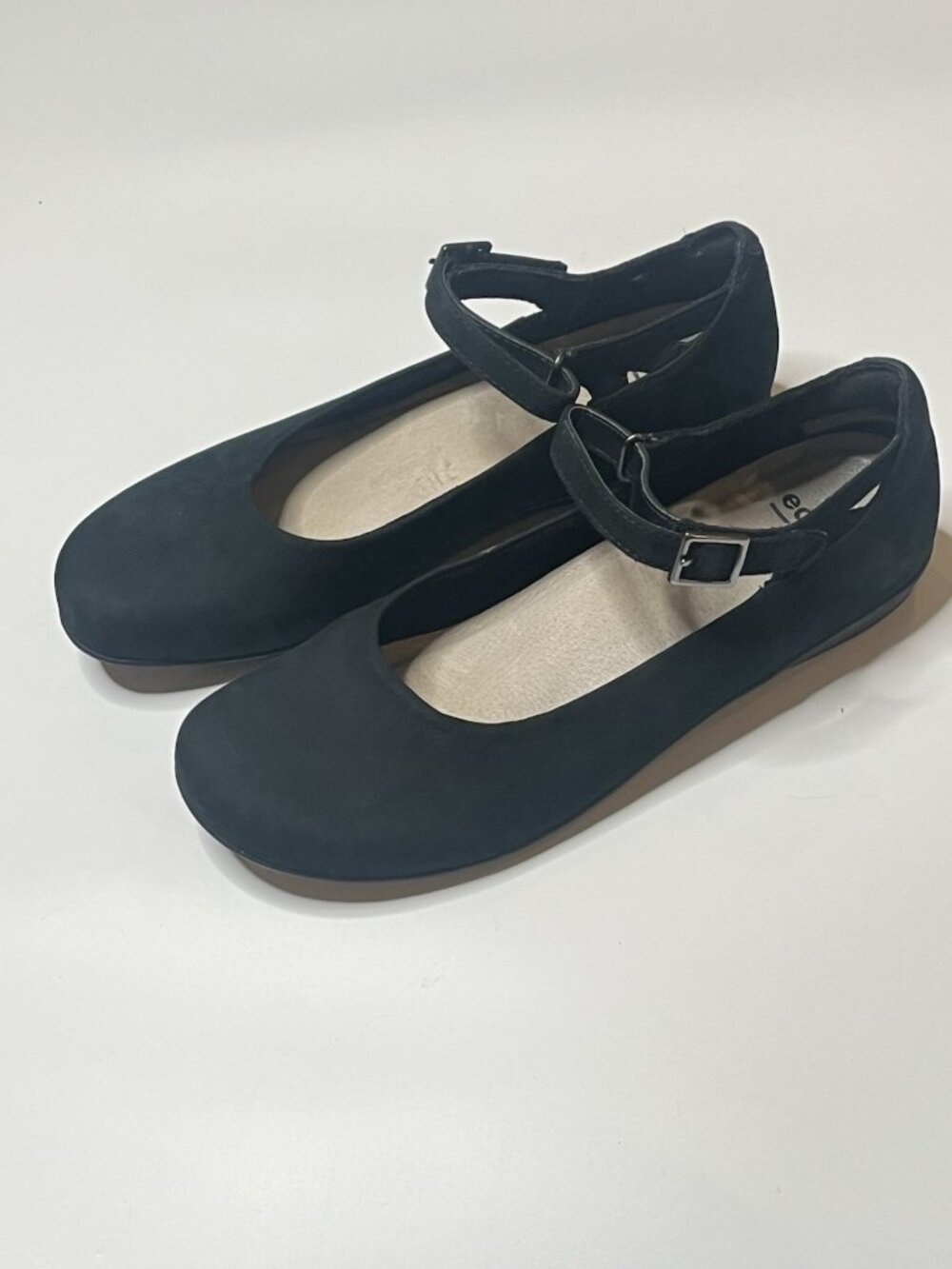 Earth Alder Alma Mary Jane Flats Womens 11 M Black Nubuck Leather Comfort Shoes